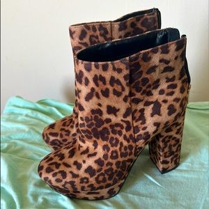 Cheetah print booties